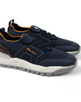 Santoni - Navy Stretch Knit Double Buckle Sneaker SHOES Santoni