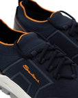 Santoni - Navy Stretch Knit Double Buckle Sneaker SHOES Santoni