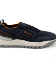 Santoni - Navy Stretch Knit Double Buckle Sneaker SHOES Santoni