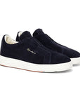 Santoni - Navy Suede Slip-On Sneaker SHOES Santoni