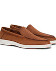 Santoni - Tan Nubuck Classic Slip-On Loafers SHOES Santoni