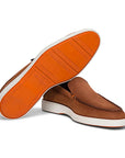 Santoni - Tan Nubuck Classic Slip-On Loafers SHOES Santoni