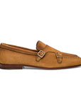 Santoni - Tan Suede Double Buckle Monk Strap Loafer SHOES Santoni