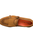 Santoni - Tan Suede Double Buckle Monk Strap Loafer SHOES Santoni