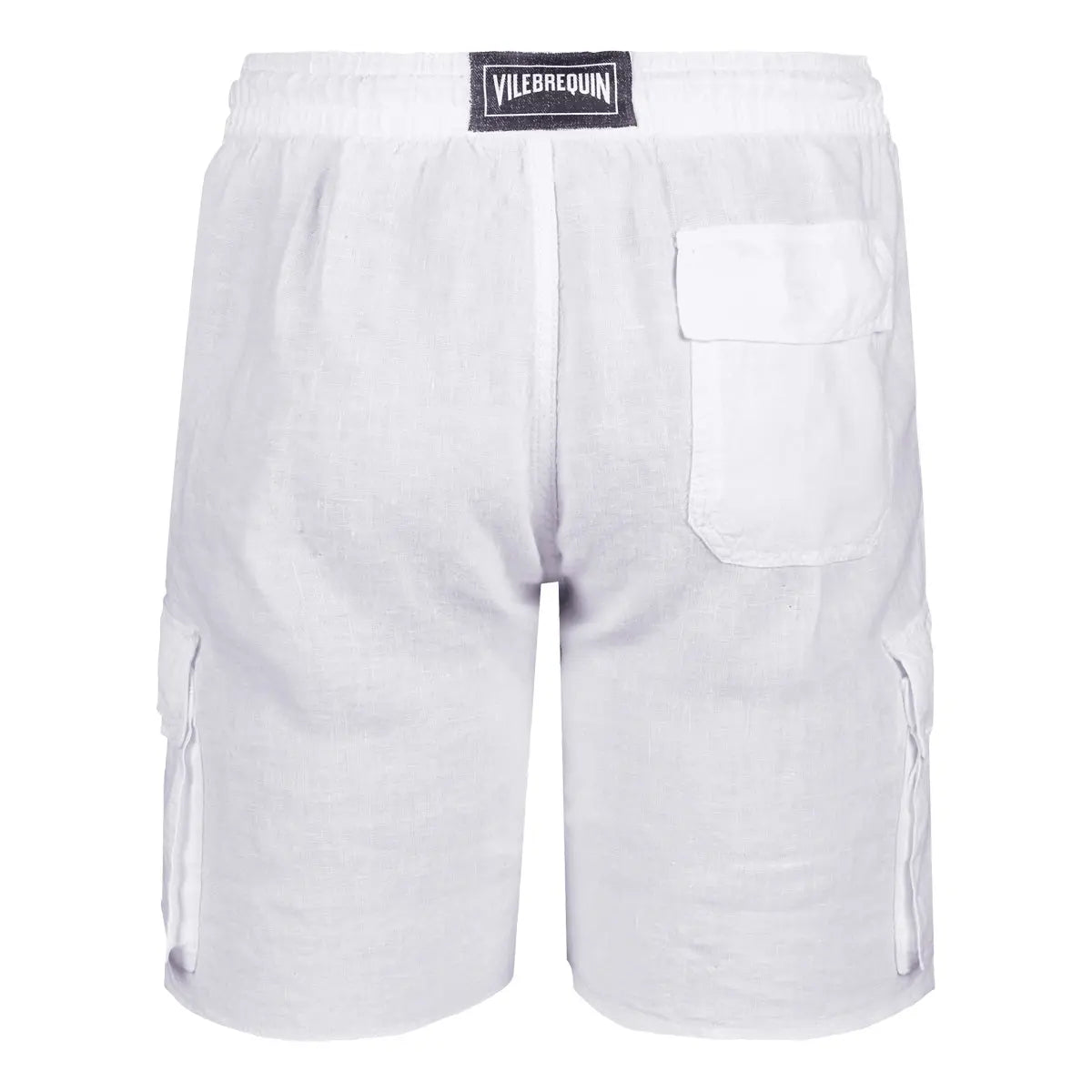 White Linen Bermuda Cargo Shorts