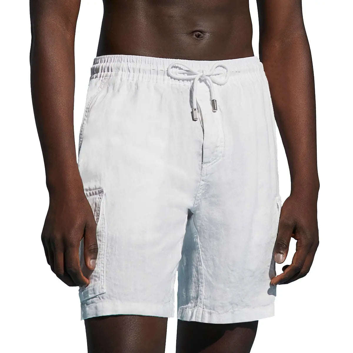 Mens white linen cargo shorts shop