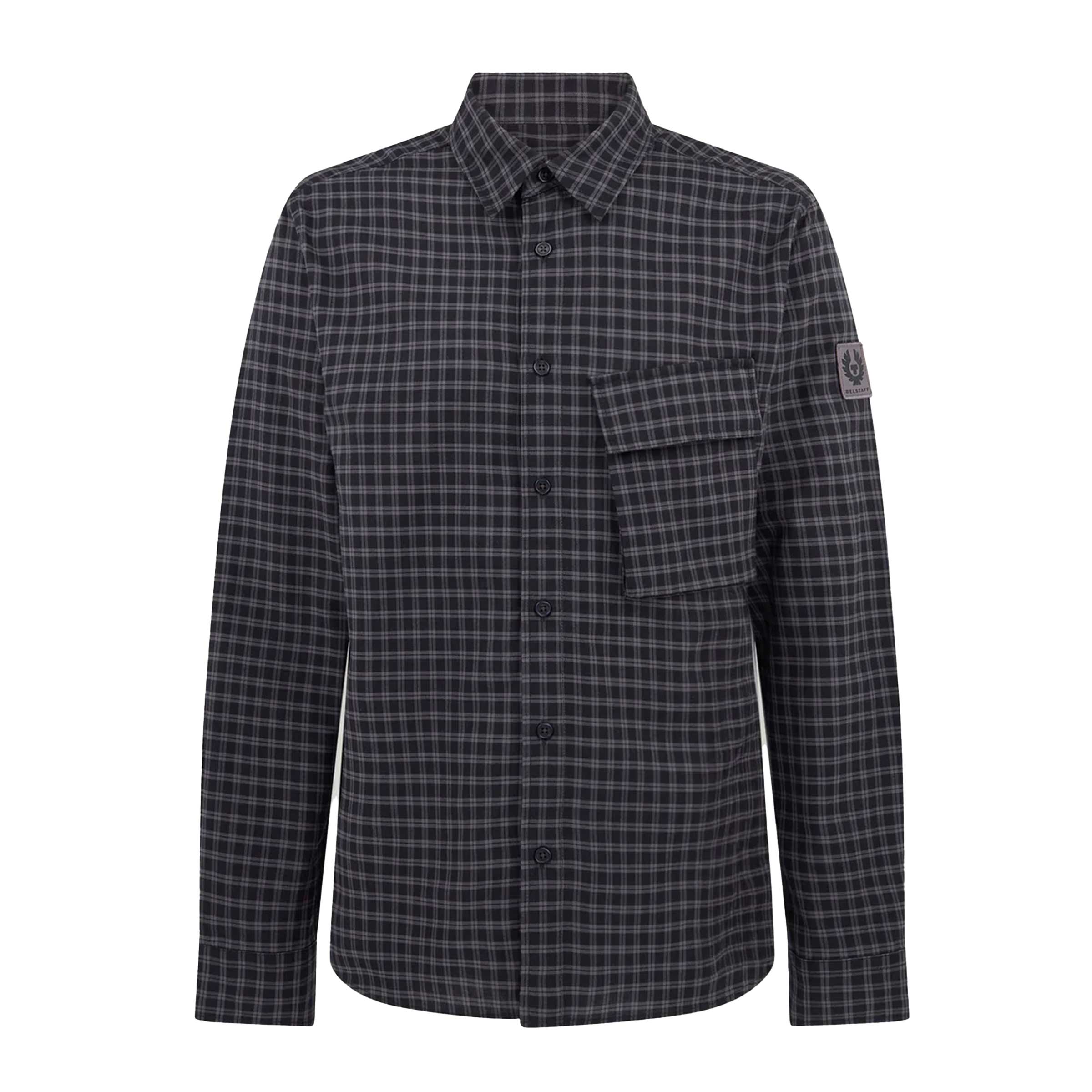 Belstaff - Black & Tornado Grey Brushed Cotton Scale Shirt L/S SHIRTS Belstaff
