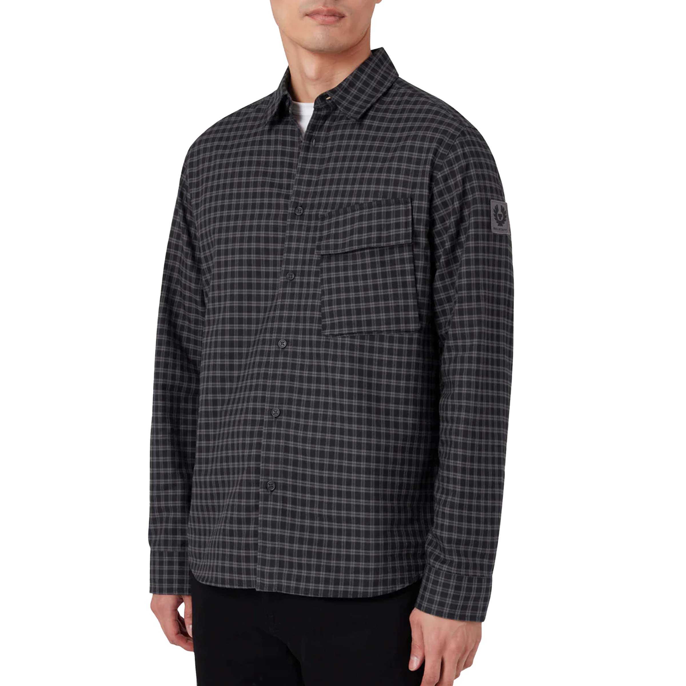 Belstaff - Black & Tornado Grey Brushed Cotton Scale Shirt L/S SHIRTS Belstaff