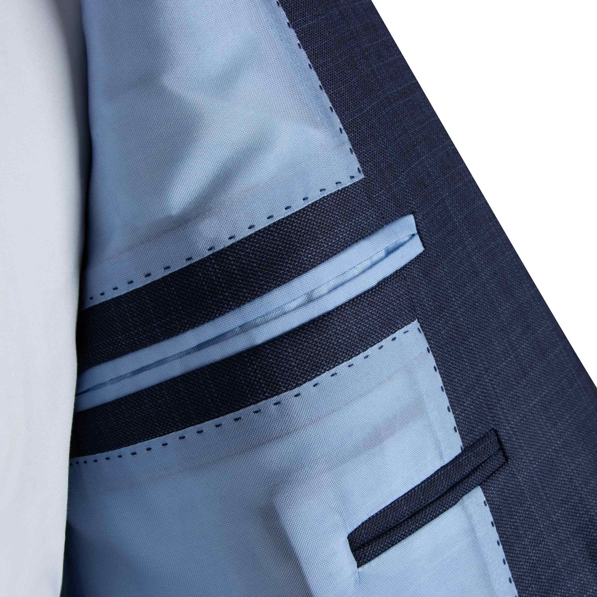 Mid Blue Fine Check Pure Wool Suit SUITS Robert Old