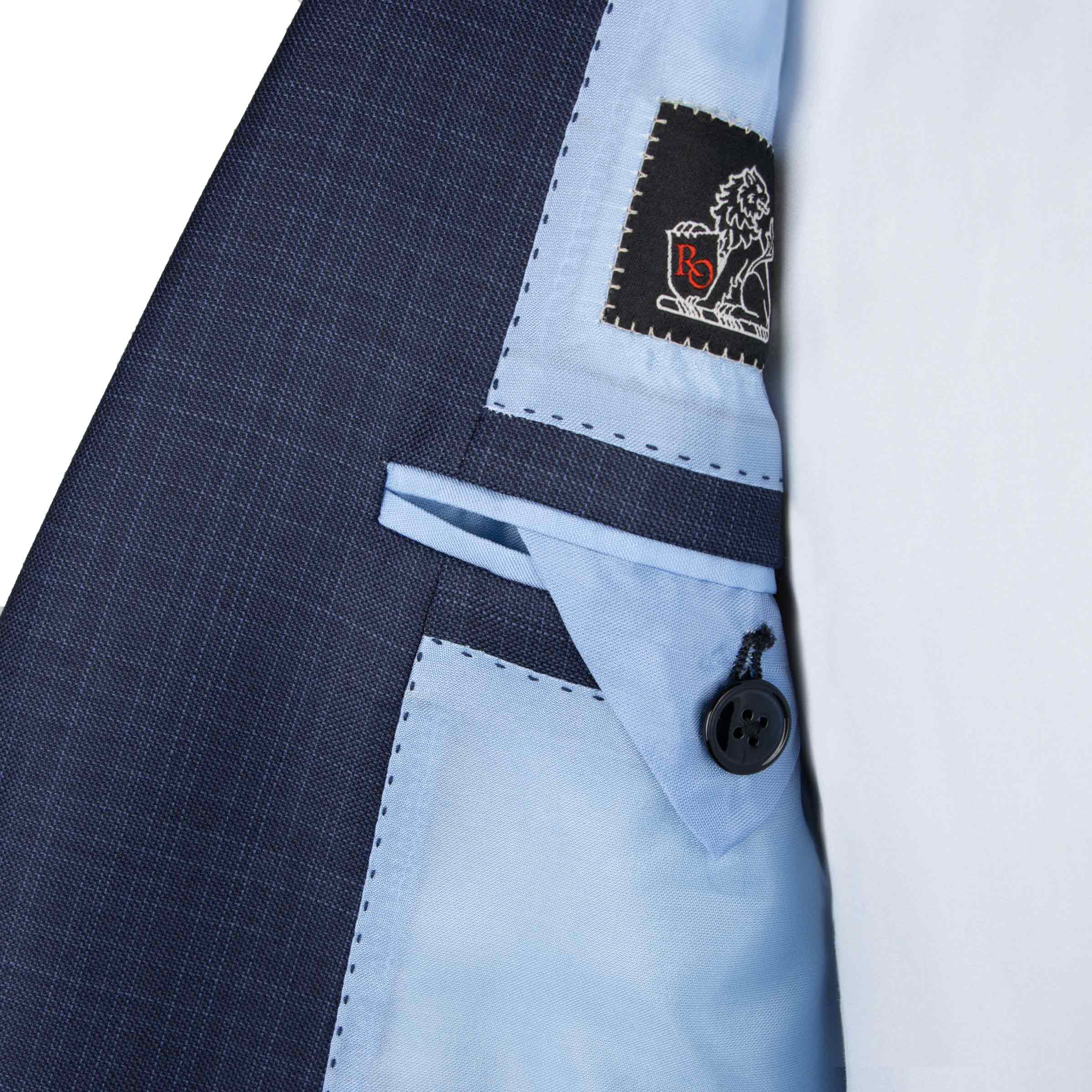 Mid Blue Fine Check Pure Wool Suit SUITS Robert Old