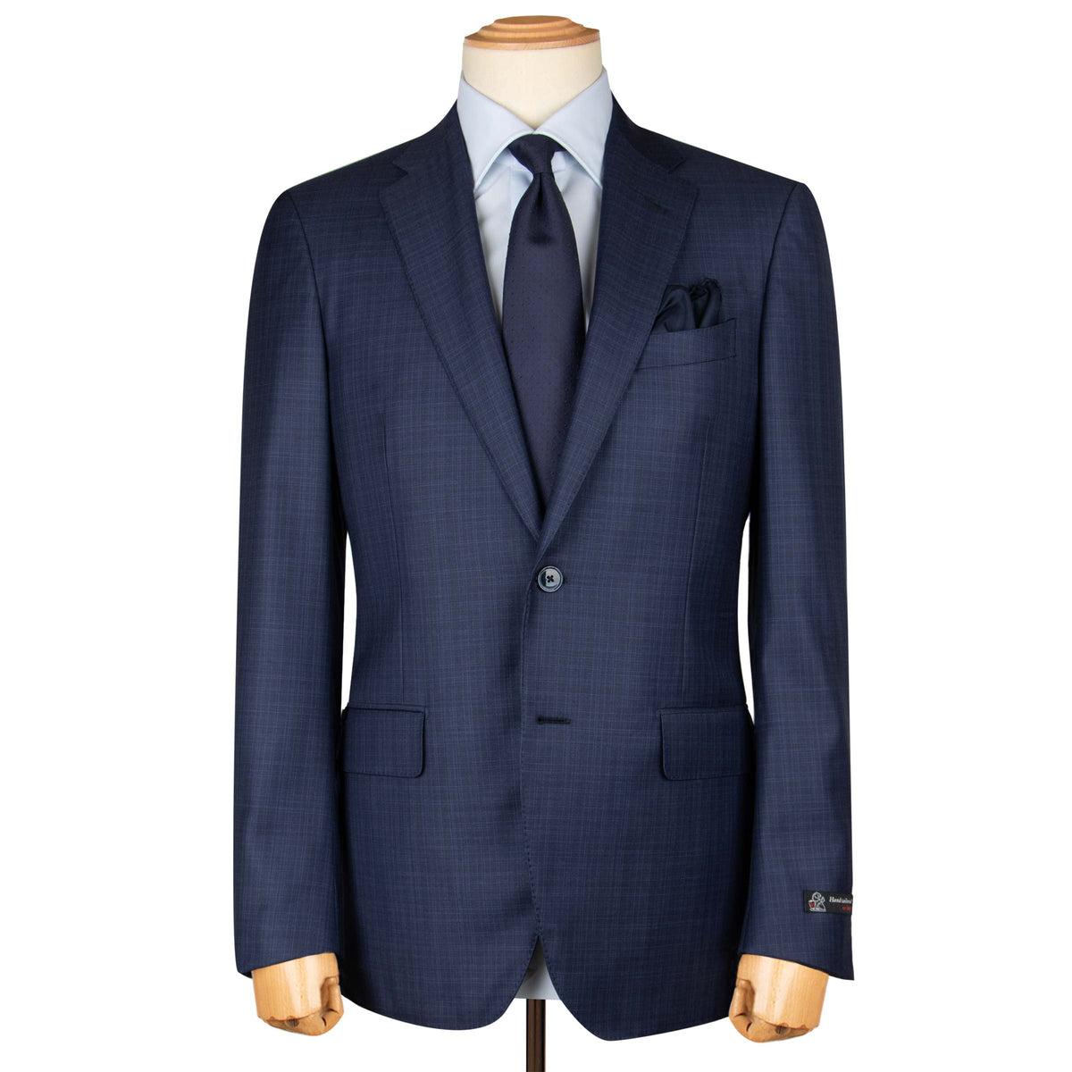 Mid Blue Fine Check Pure Wool Suit SUITS Robert Old