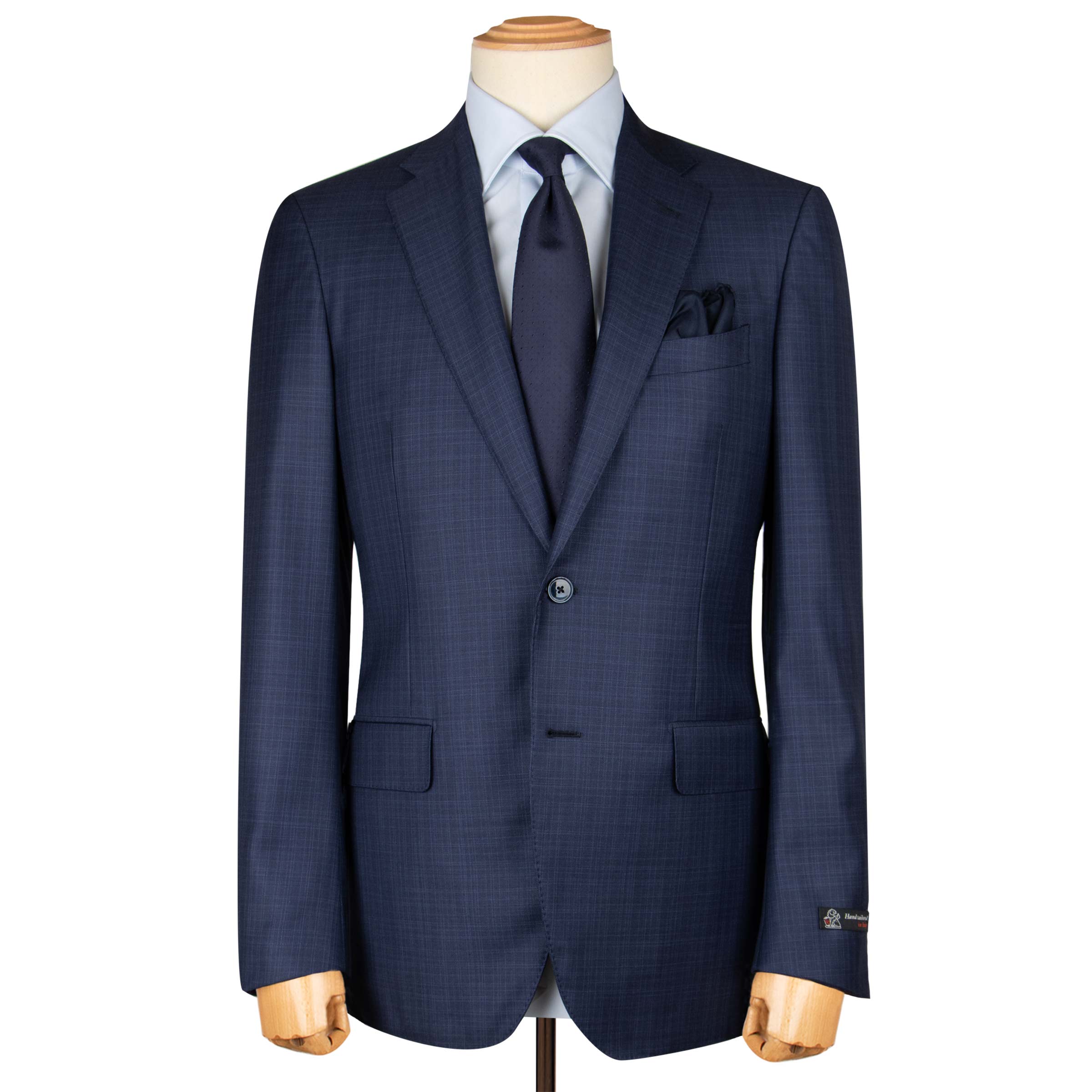 Mid Blue Fine Check Pure Wool Suit SUITS Robert Old