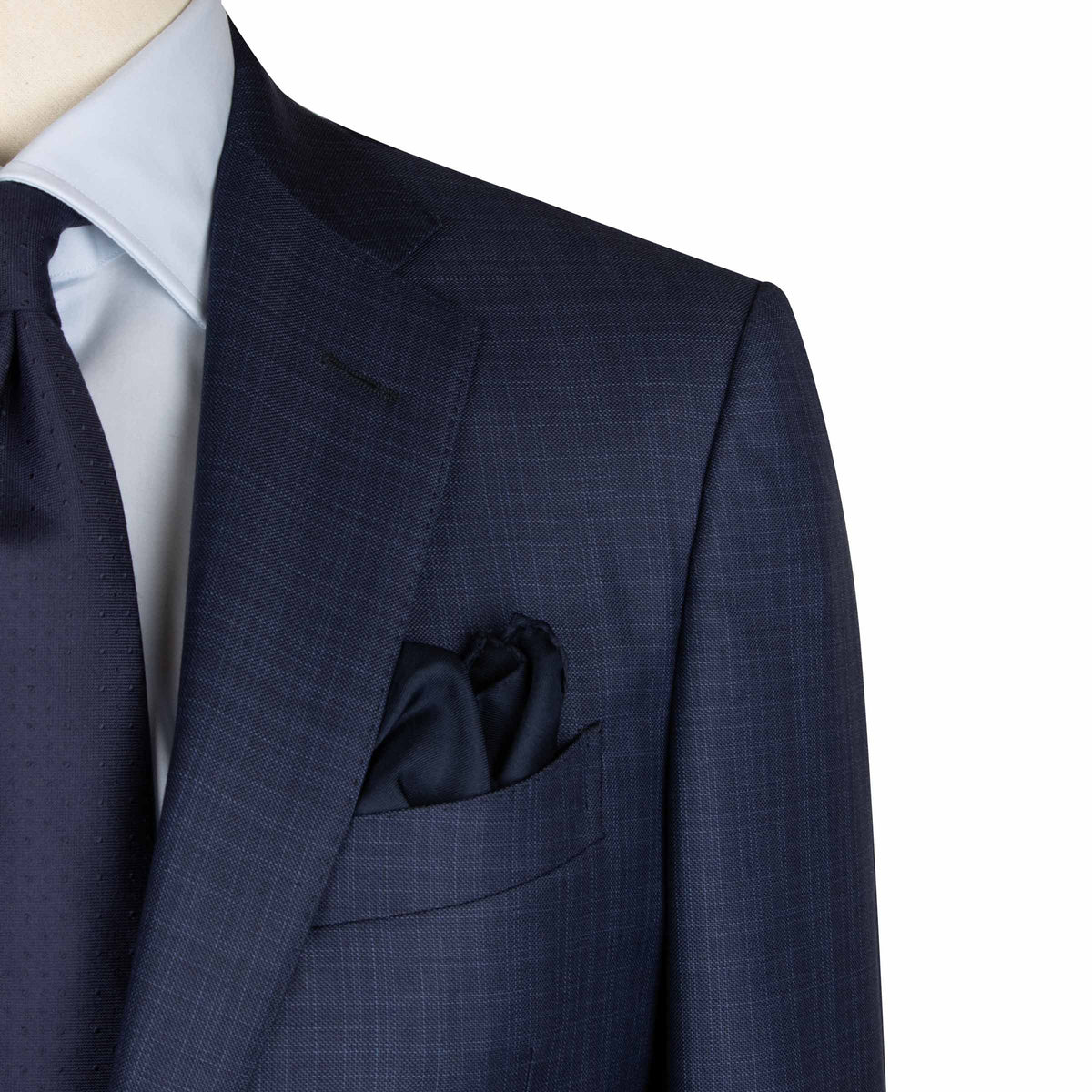 Mid Blue Fine Check Pure Wool Suit SUITS Robert Old
