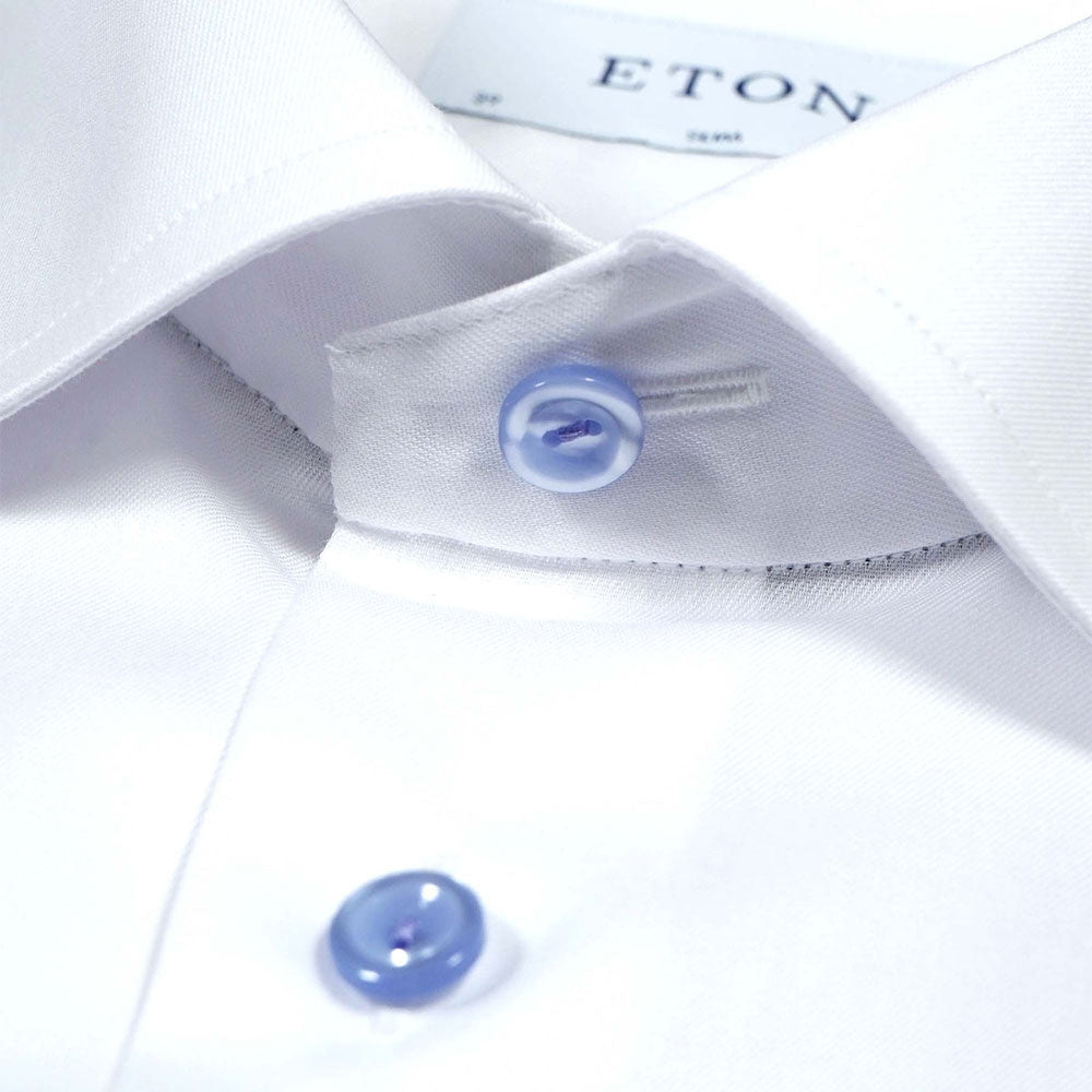 Eton - White Floral Trim Signature Twill Slim Fit Shirt L/S SHIRTS Eton