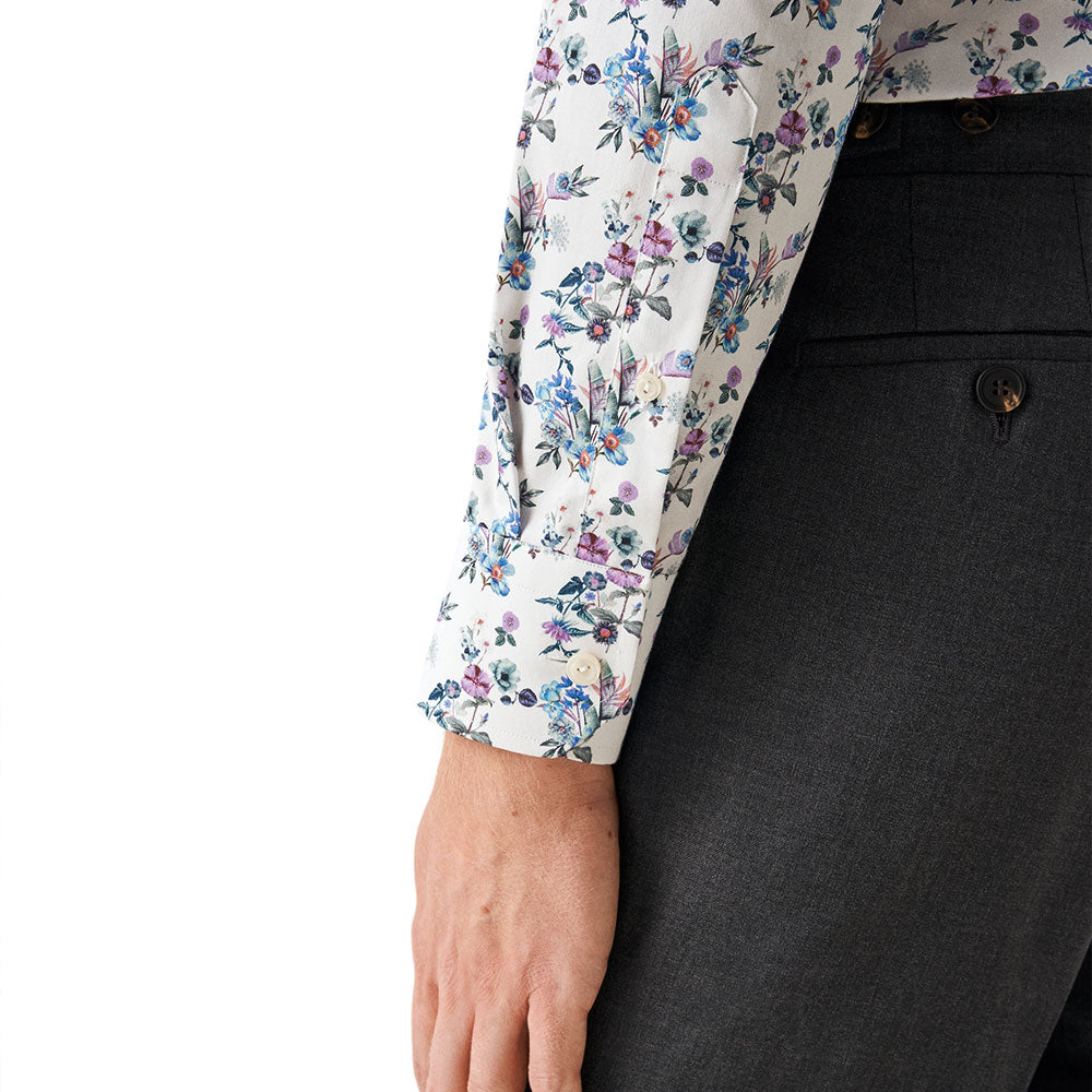 Eton - Light Blue Floral Twill Slim Fit Shirt L/S SHIRTS Eton