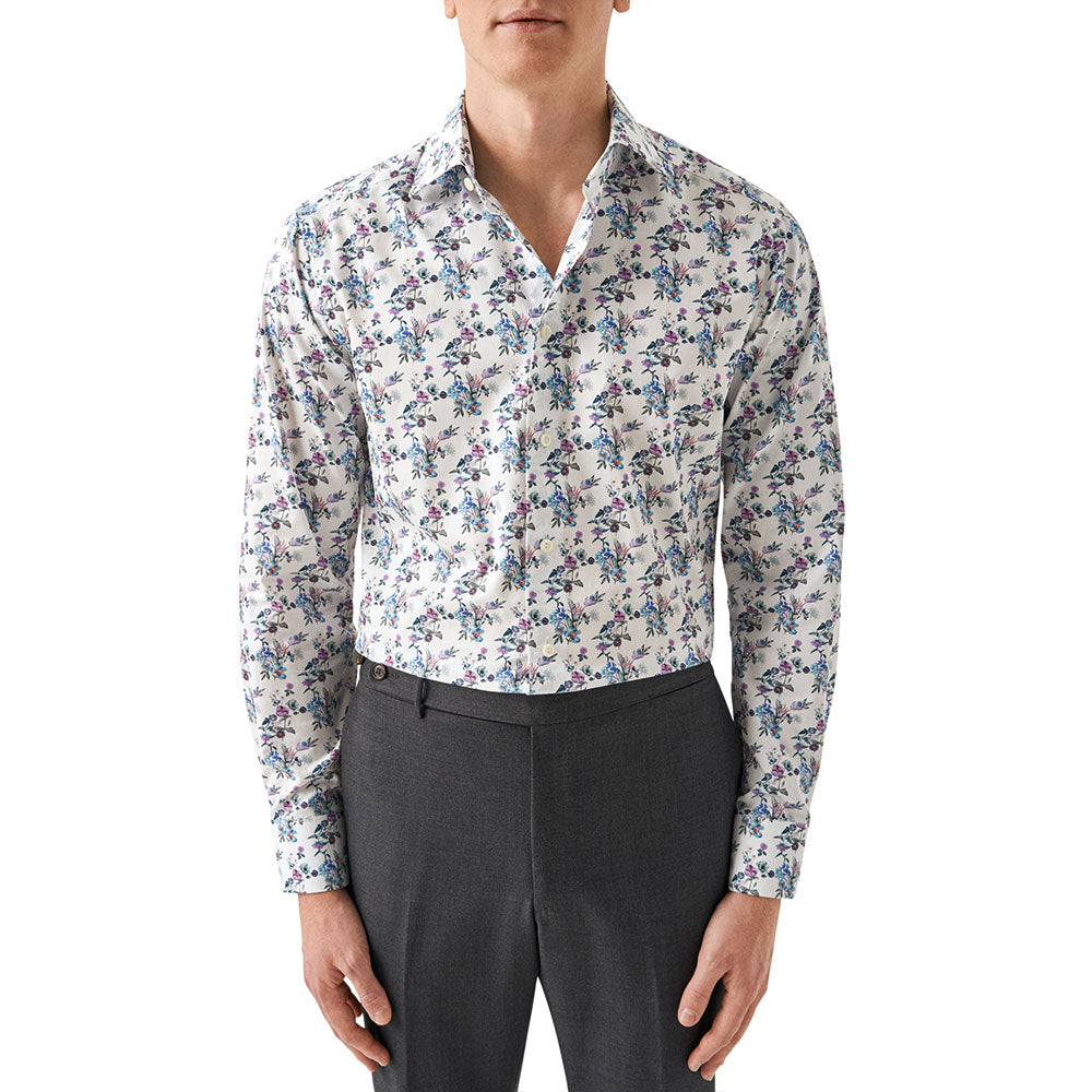 Eton - Light Blue Floral Twill Slim Fit Shirt L/S SHIRTS Eton