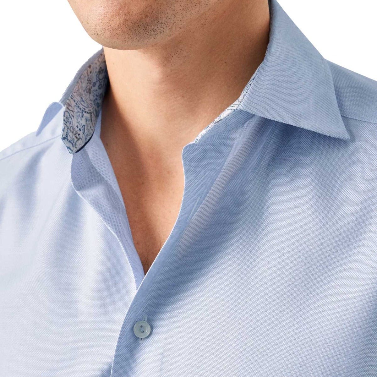 Eton - Light Blue Paisley Trim Contemporary Fit Shirt L/S SHIRTS Eton