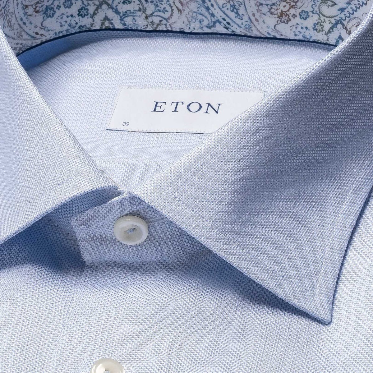 Eton - Light Blue Paisley Trim Contemporary Fit Shirt L/S SHIRTS Eton