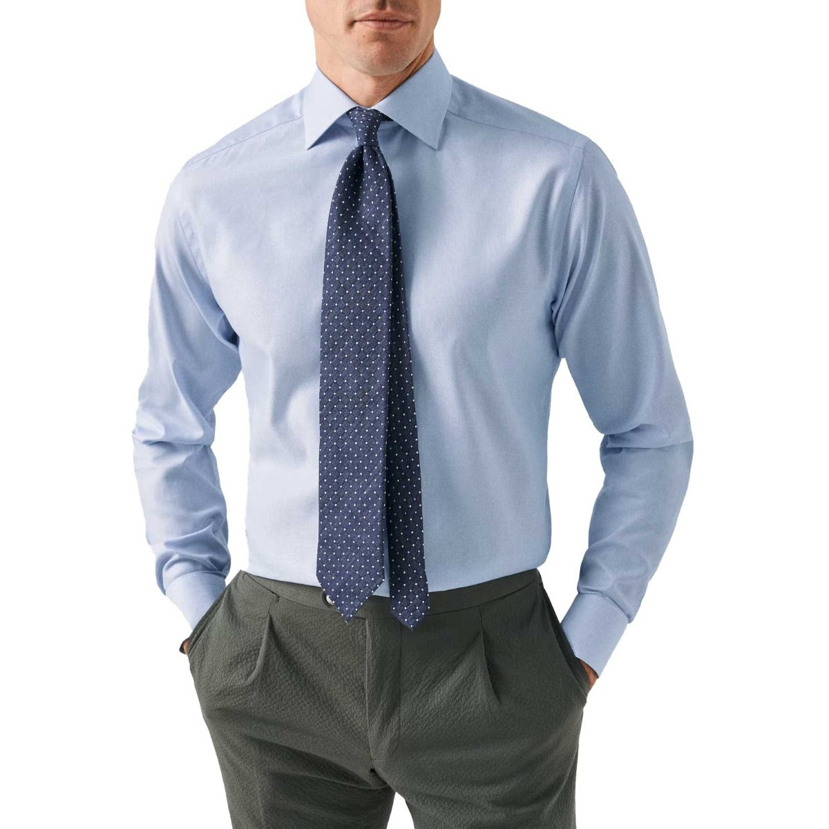 Eton - Light Blue Paisley Trim Contemporary Fit Shirt L/S SHIRTS Eton