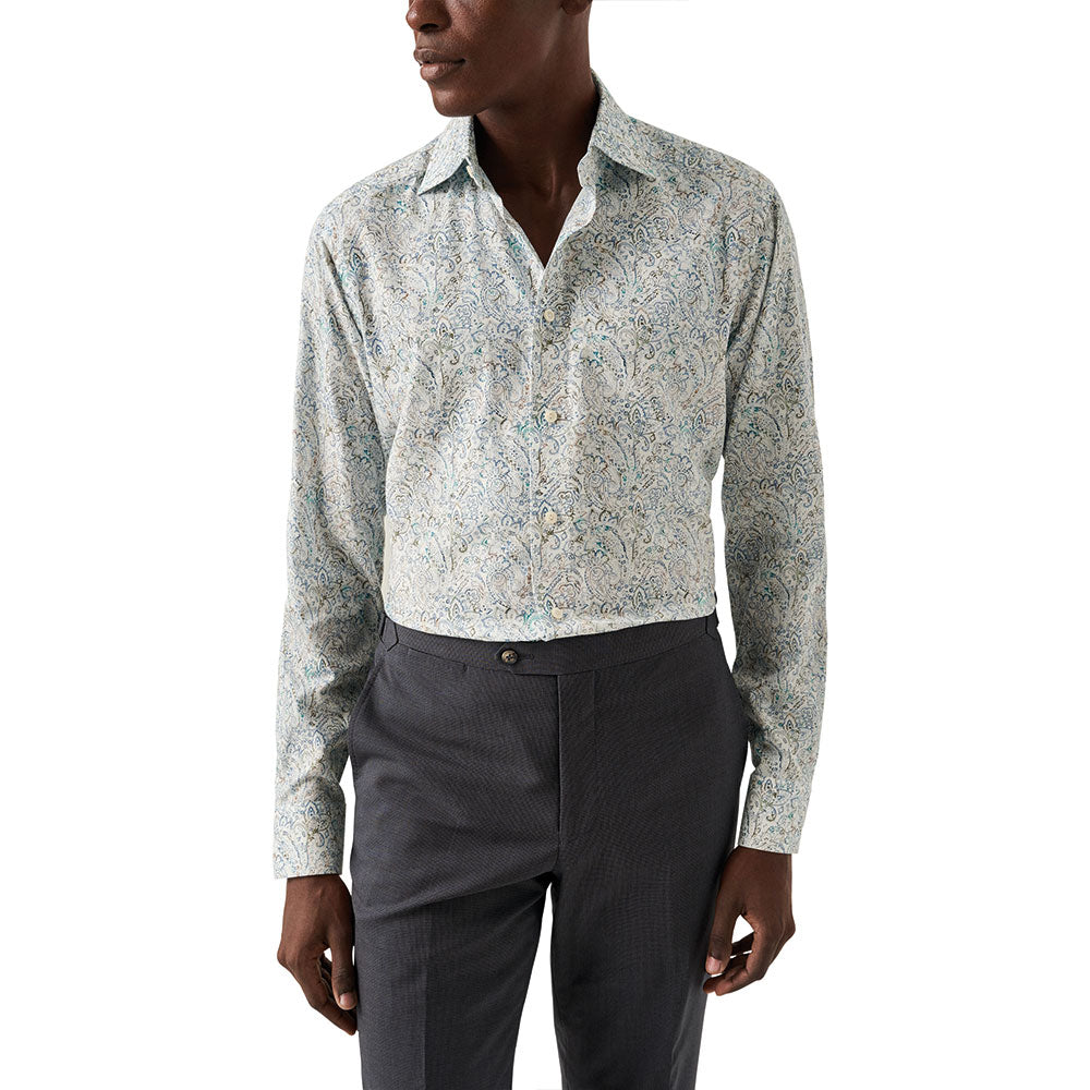 Eton - Green Paisley Cotton-TENCEL™ Contemporary Fit Shirt L/S SHIRTS Eton