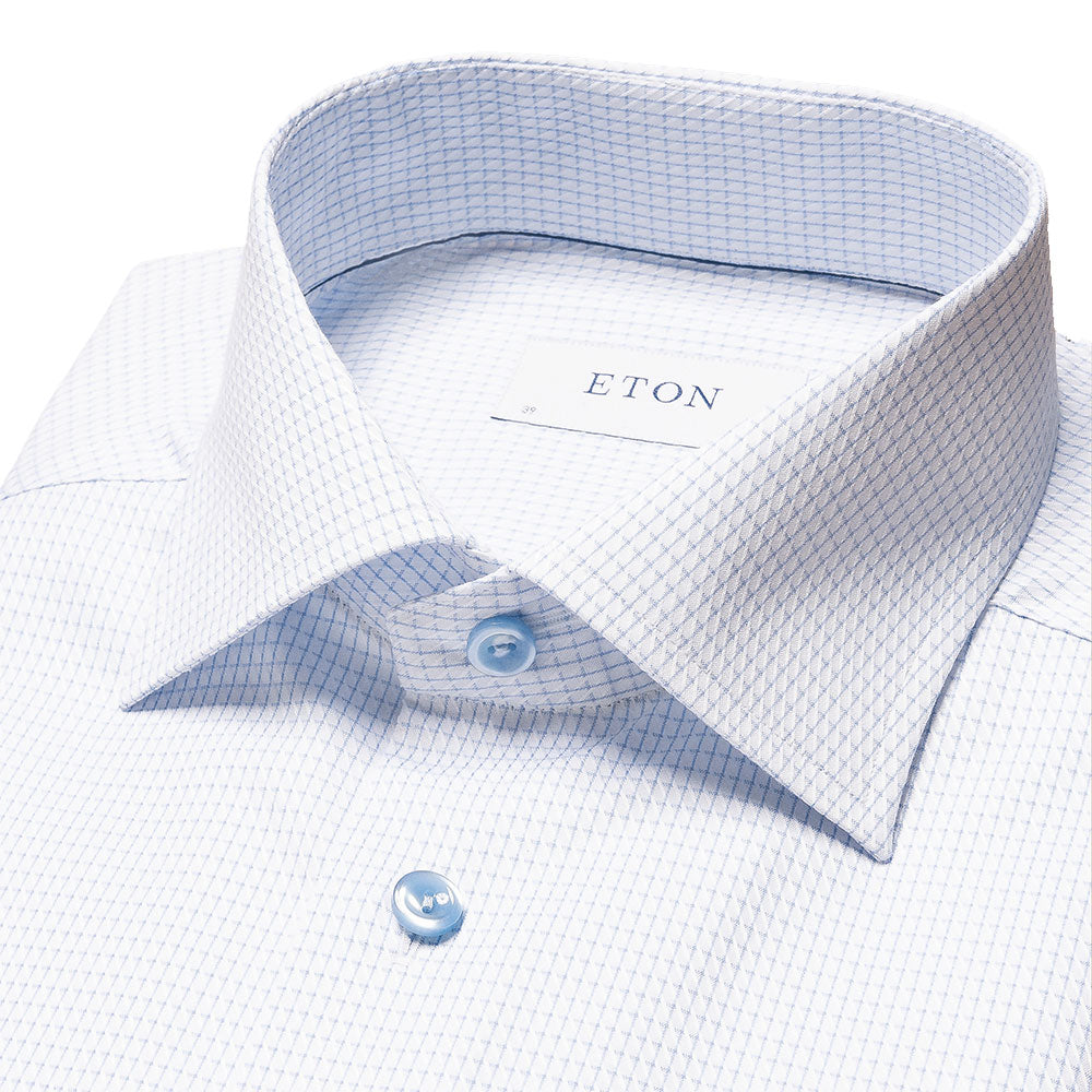 Eton - Light Blue Micro Check Signature Twill Shirt L/S SHIRTS Eton