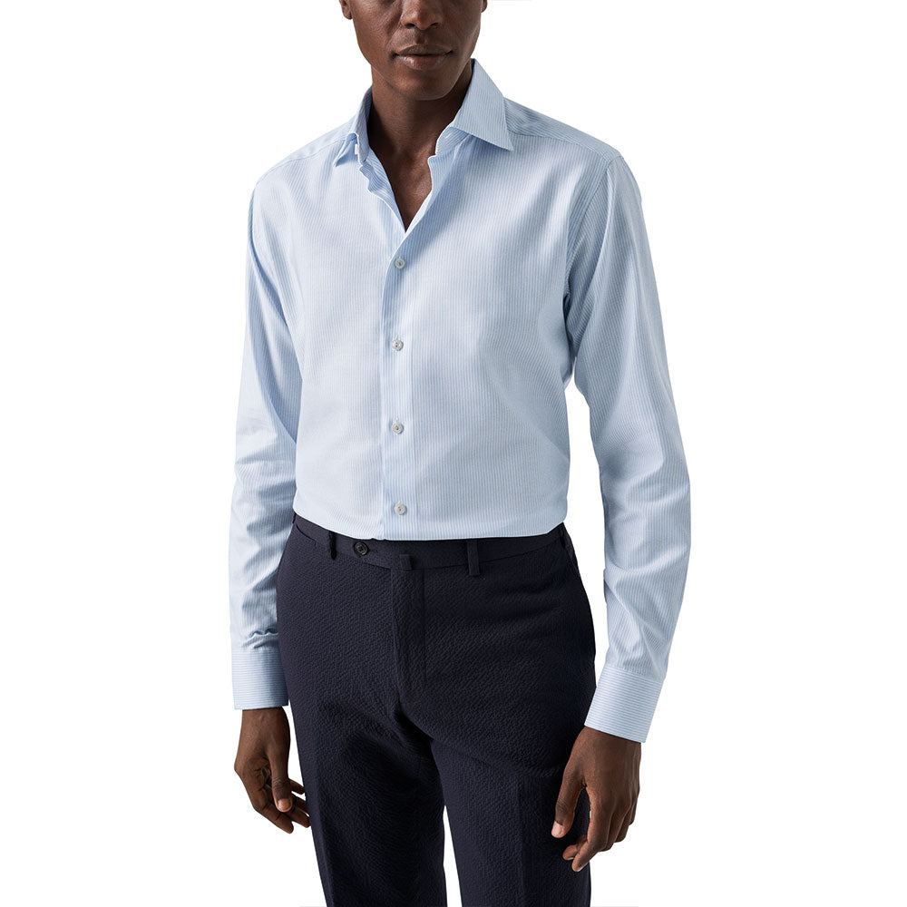 Eton - Light Blue Striped Oxford Cotton-Tencel™ Shirt L/S SHIRTS Eton