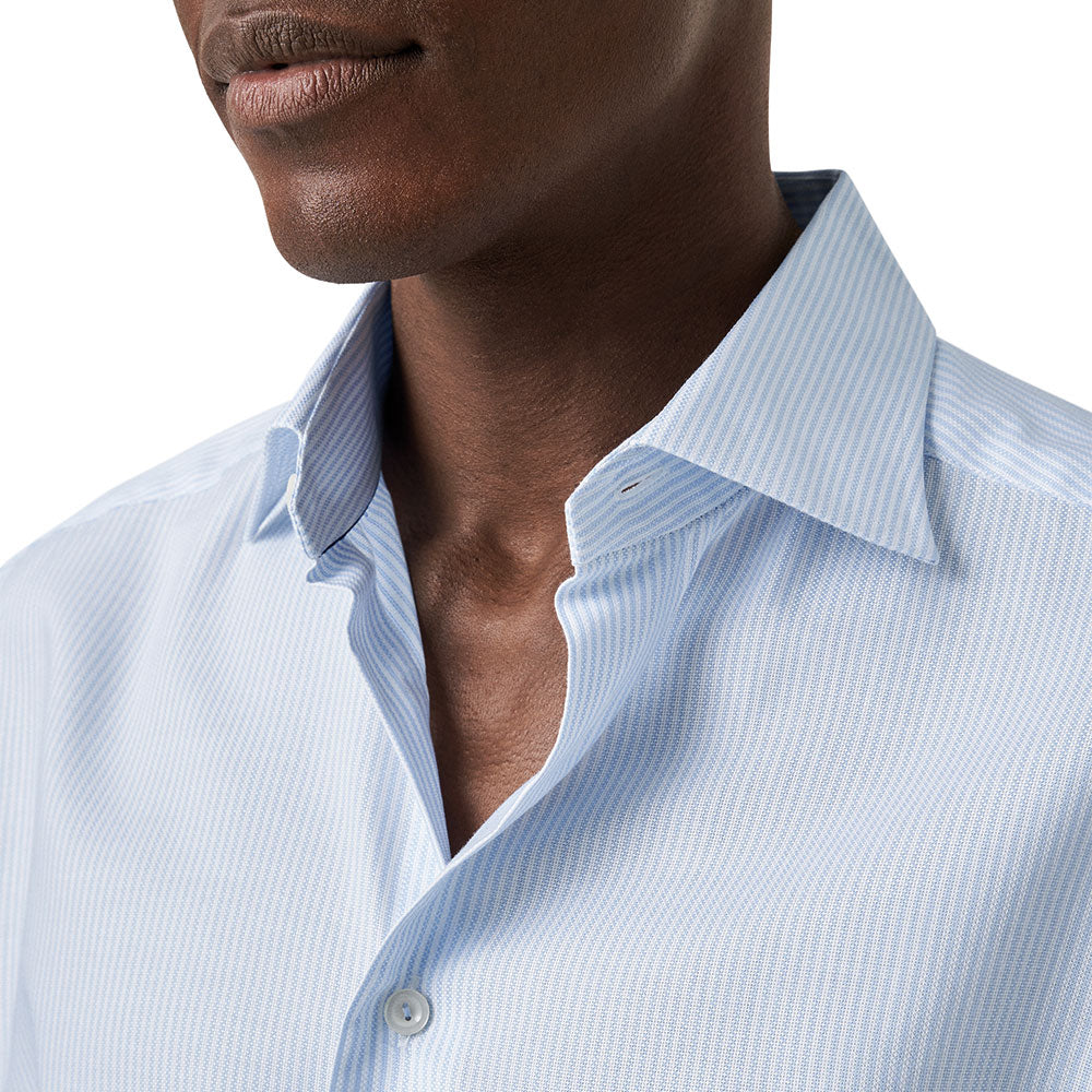 Eton - Light Blue Striped Oxford Cotton-Tencel™ Shirt L/S SHIRTS Eton