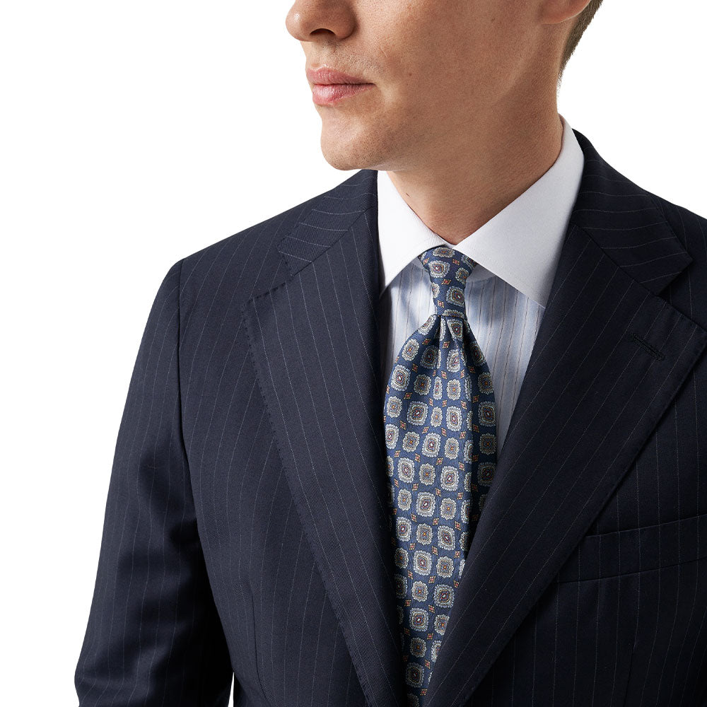 Eton - Light Blue Striped Contrast Collar Signature Twill Shirt L/S SHIRTS Eton