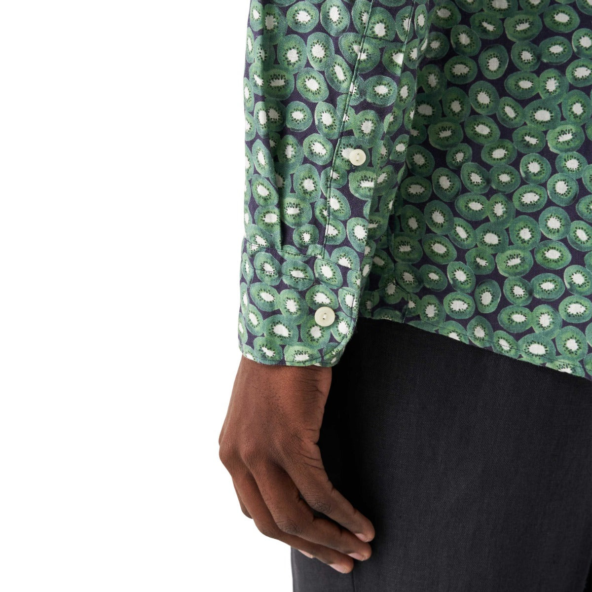 Eton - Green Kiwi Print Linen Shirt L/S SHIRTS Eton
