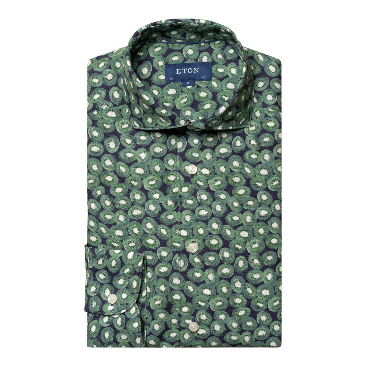 Eton - Green Kiwi Print Linen Shirt L/S SHIRTS Eton