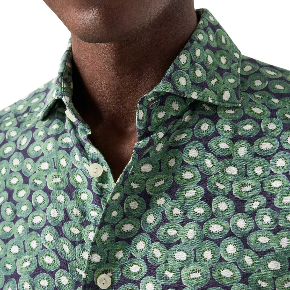 Eton - Green Kiwi Print Linen Shirt L/S SHIRTS Eton