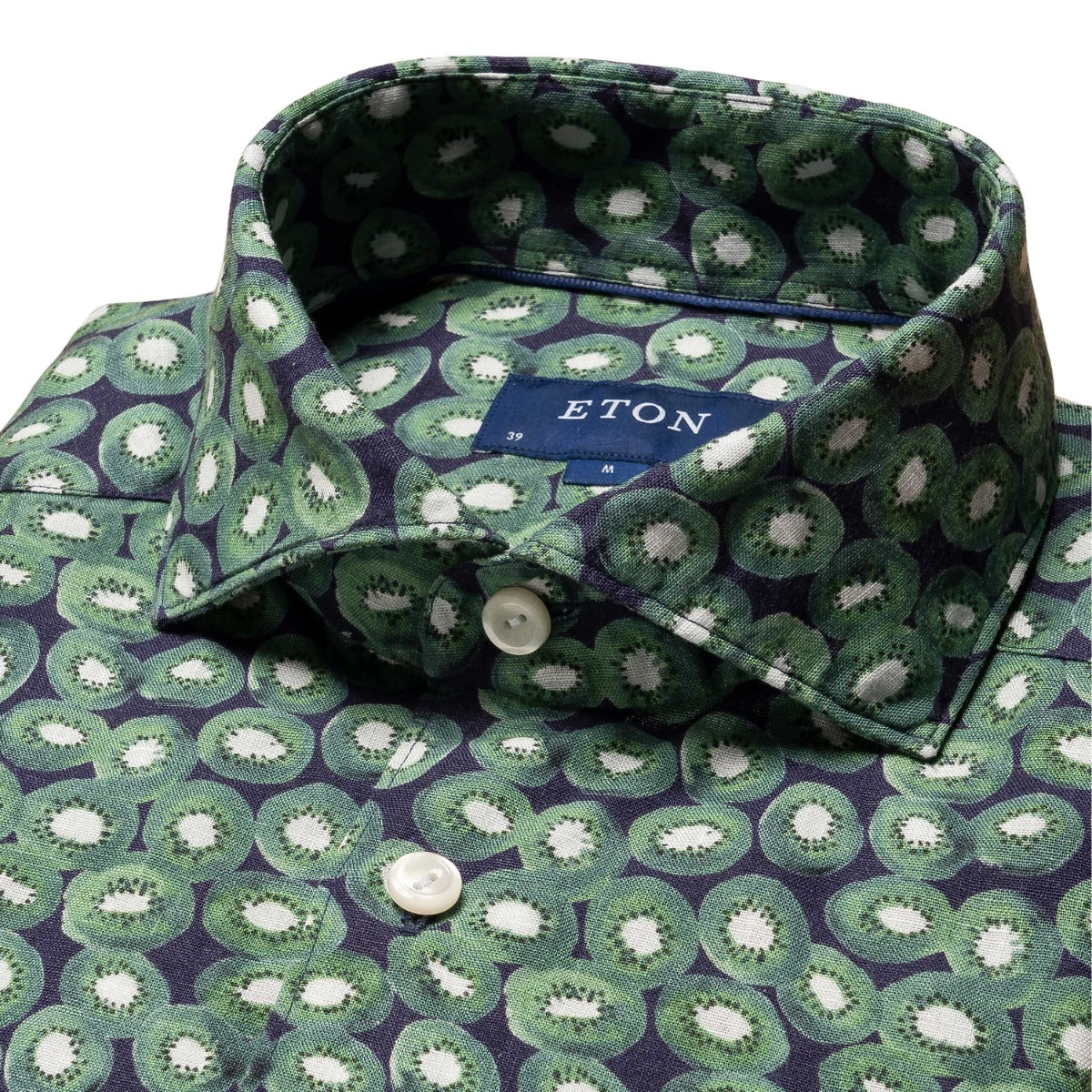 Eton - Green Kiwi Print Linen Shirt L/S SHIRTS Eton