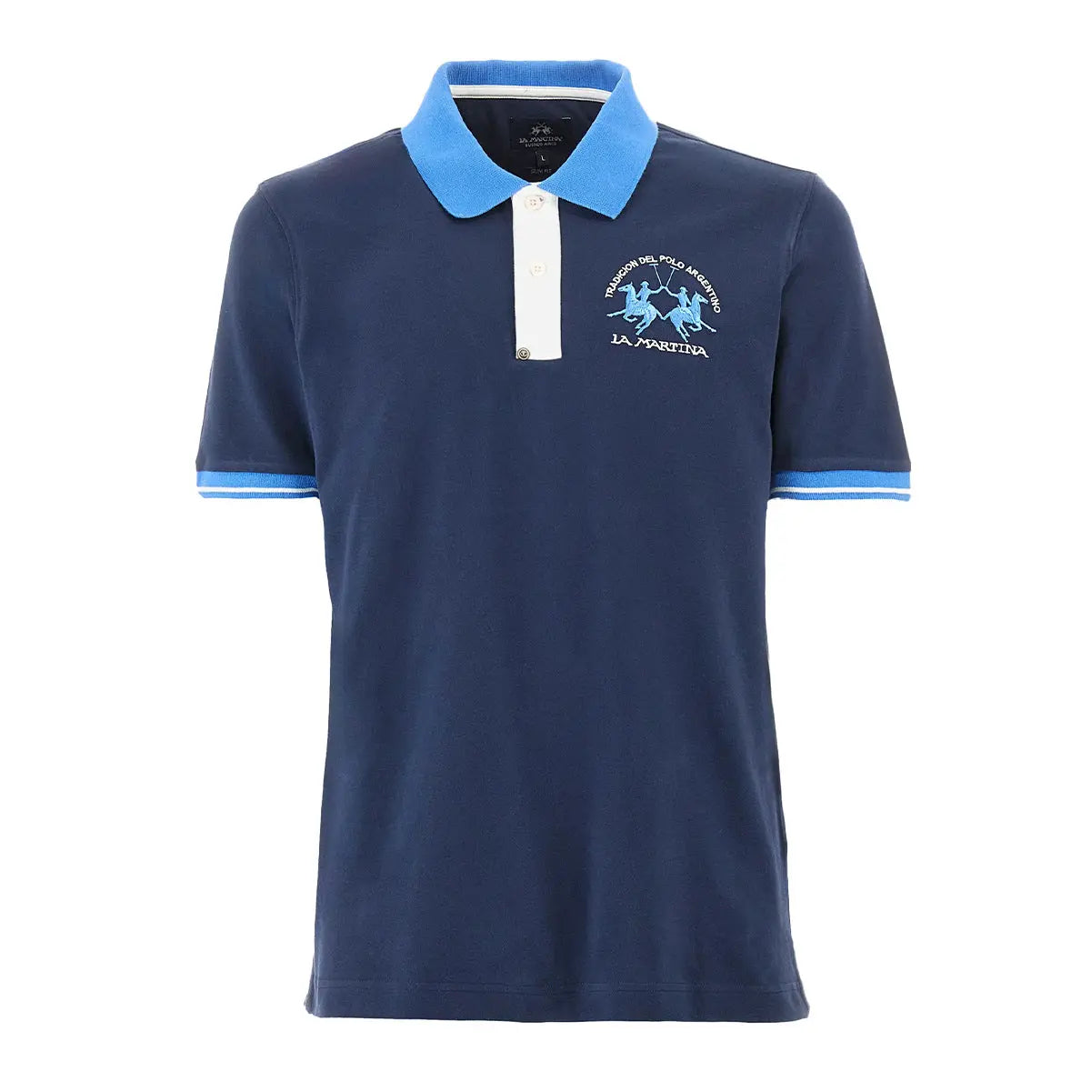 La Martina - Navy Regular-fit Cotton Stretch Polo shirt S/S POLOS La Martina