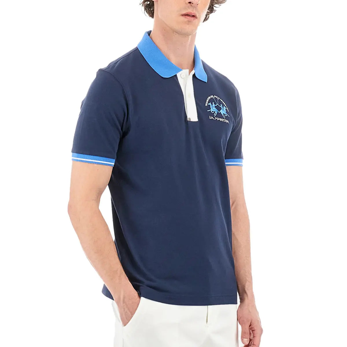 La Martina - Navy Regular-fit Cotton Stretch Polo shirt S/S POLOS La Martina