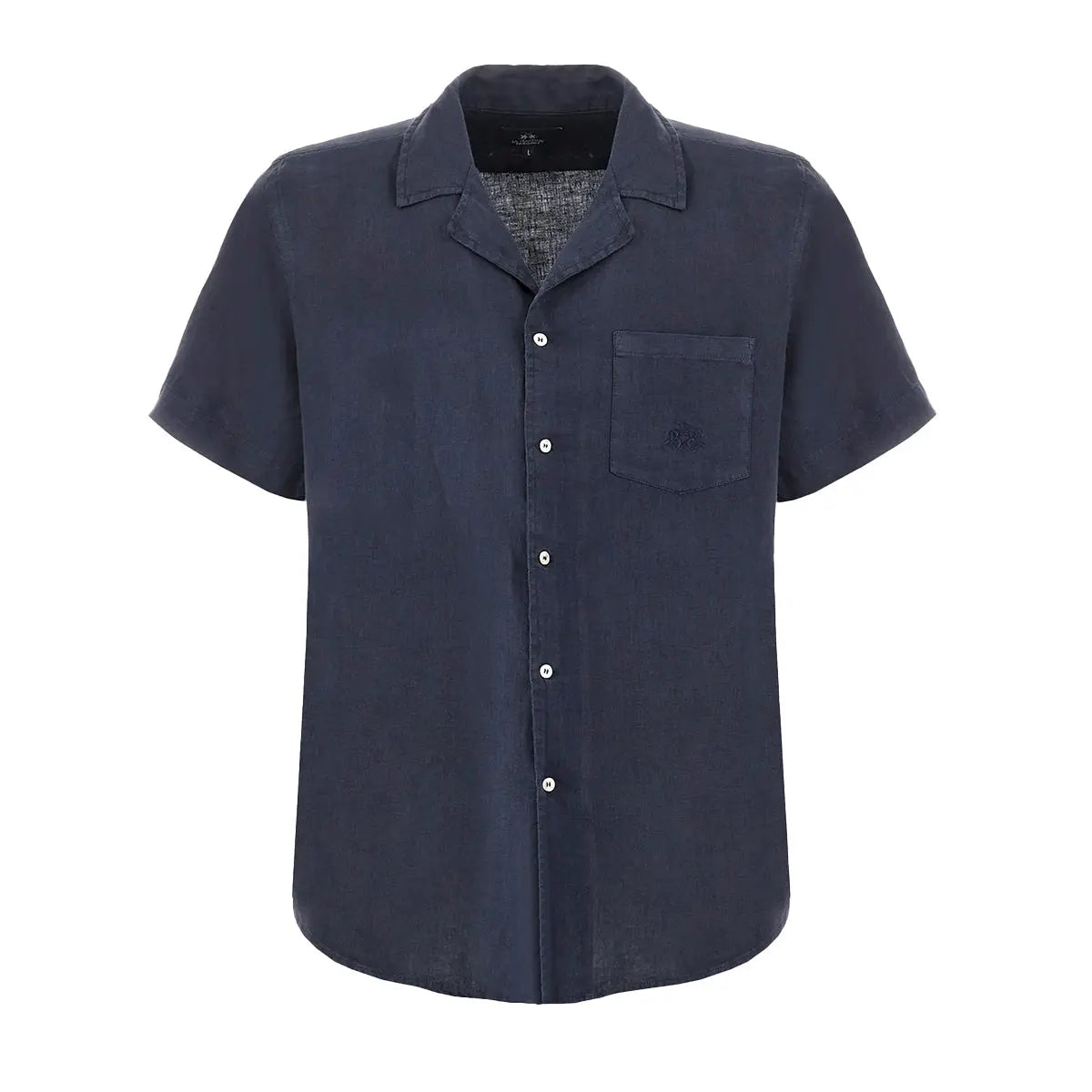 La Martina - Navy Linen Short-sleeved Shirt S/S SHIRTS La Martina