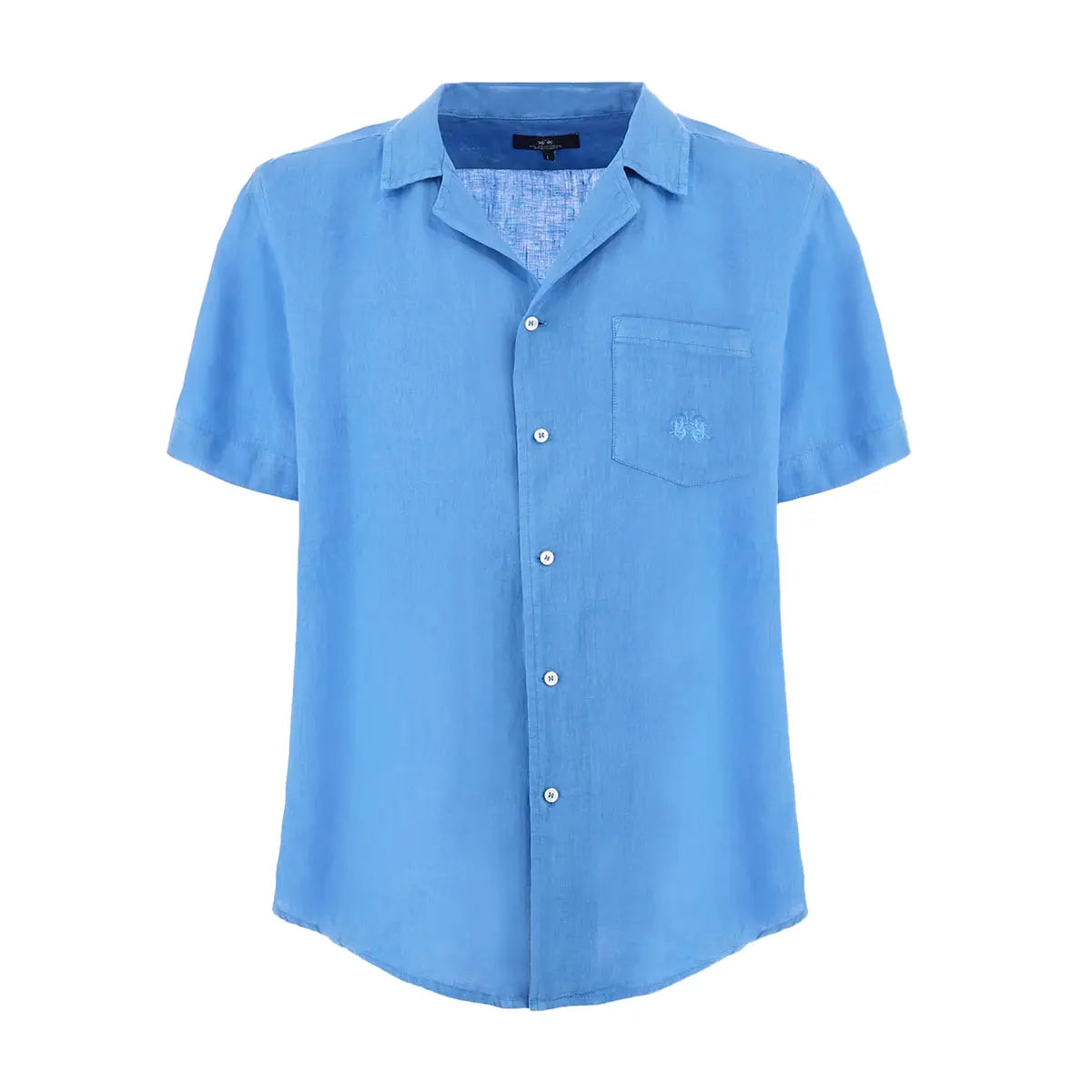 La Martina - Campanula Blue Linen Short-sleeved Shirt S/S SHIRTS La Martina
