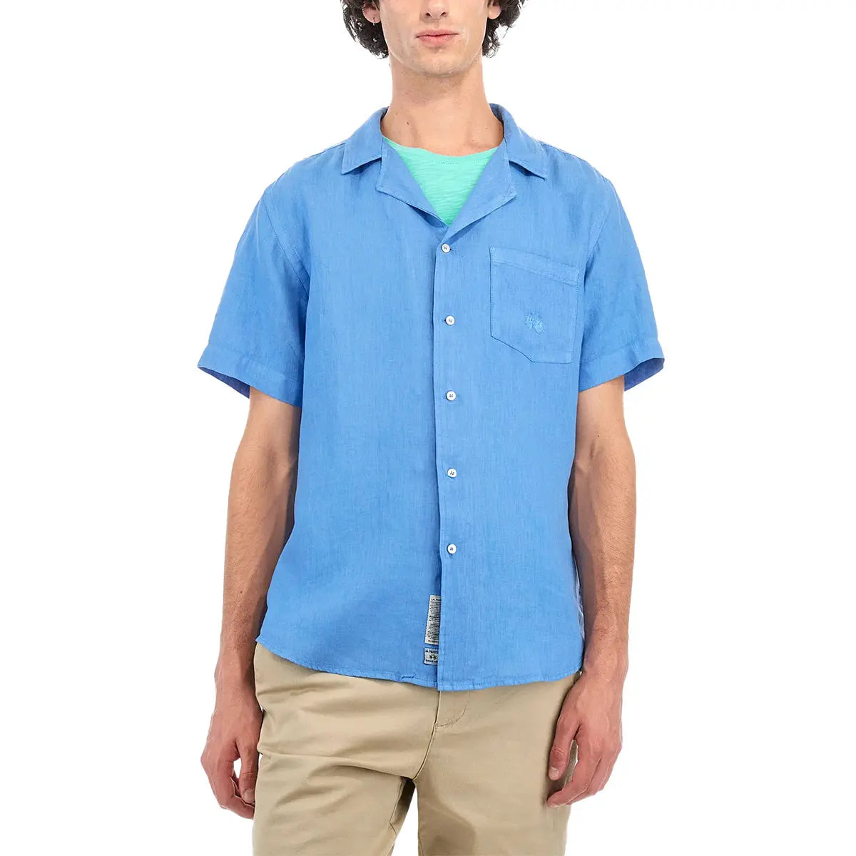 La Martina - Campanula Blue Linen Short-sleeved Shirt S/S SHIRTS La Martina
