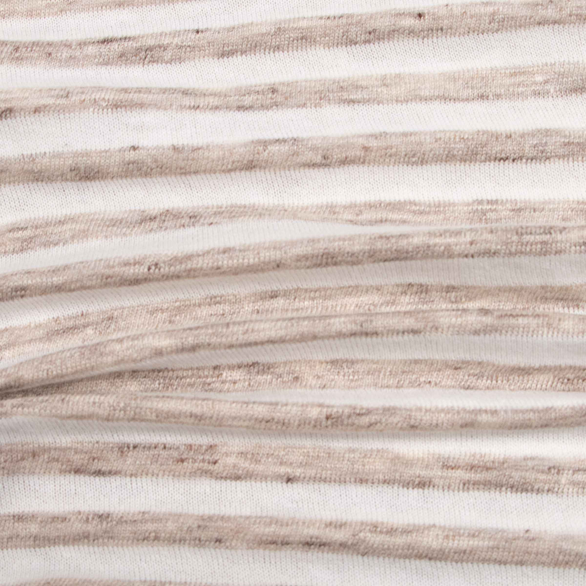 Fedeli - Natural Stripe Cotton and Linen Polo Shirt S/S POLOS Fedeli