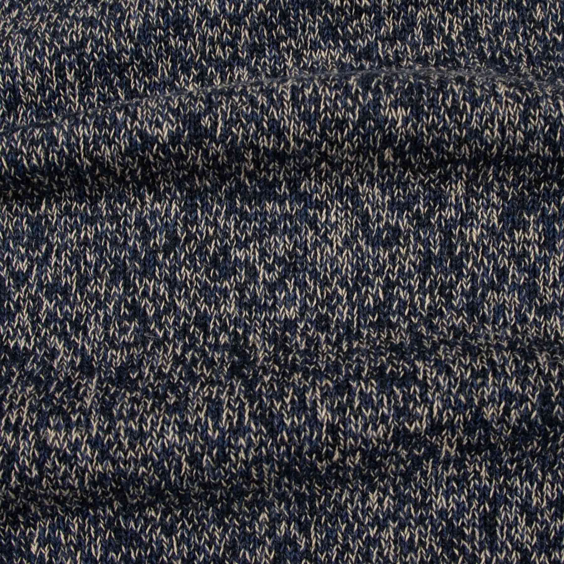 Fedeli - Navy Marl Zip Neck Cotton Sweater KNITWEAR FEDELI