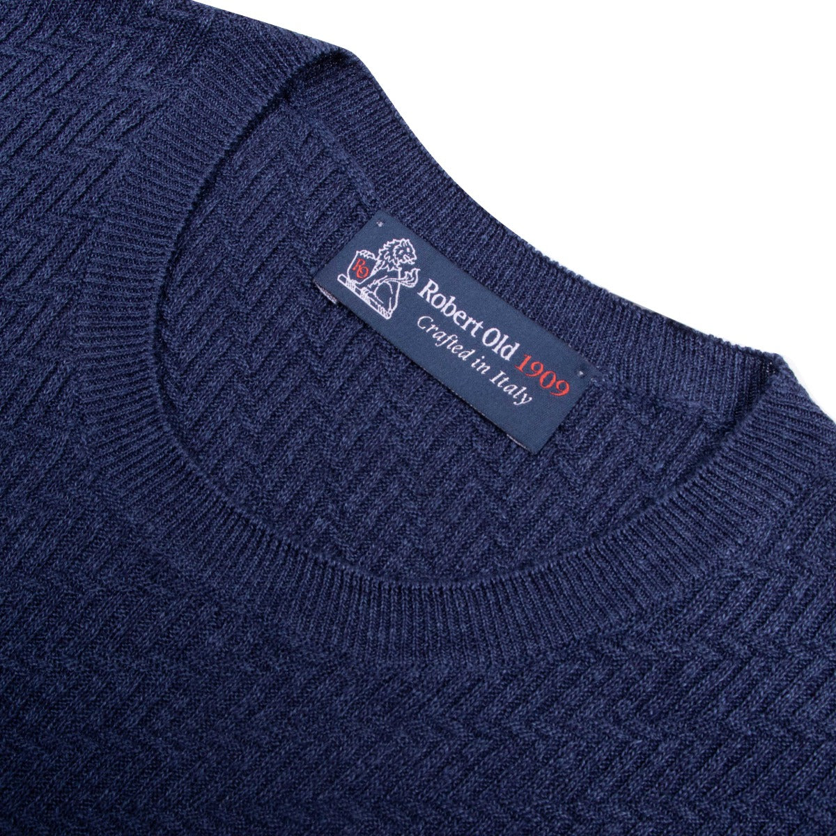 Navy Chevron Knit Short Sleeve T-shirt TEE SHIRTS Robert Old
