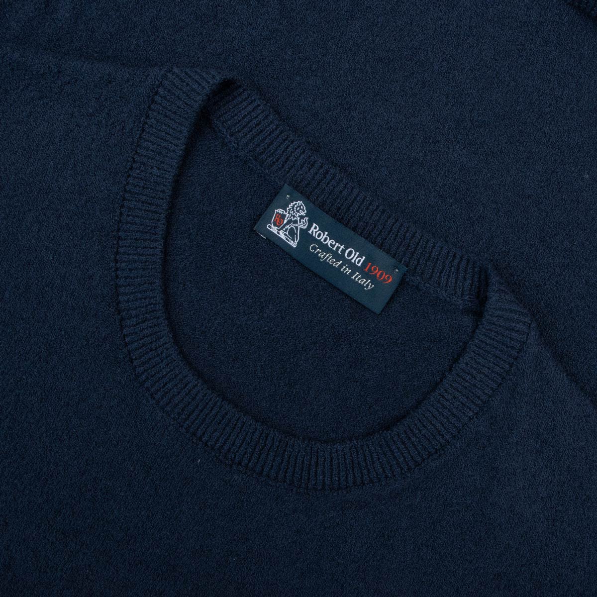 Robert Old - Navy Knitted Boucle Cotton-Blend Crew Neck T-Shirt TEE SHIRTS Robert Old