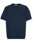 Robert Old - Navy Knitted Boucle Cotton-Blend Crew Neck T-Shirt TEE SHIRTS Robert Old