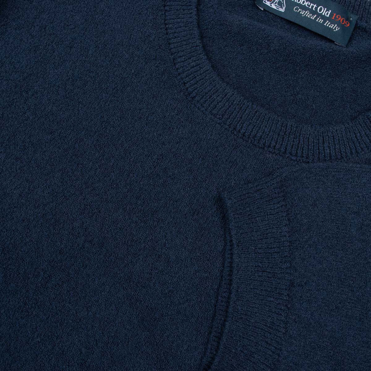 Robert Old - Navy Knitted Boucle Cotton-Blend Crew Neck T-Shirt TEE SHIRTS Robert Old