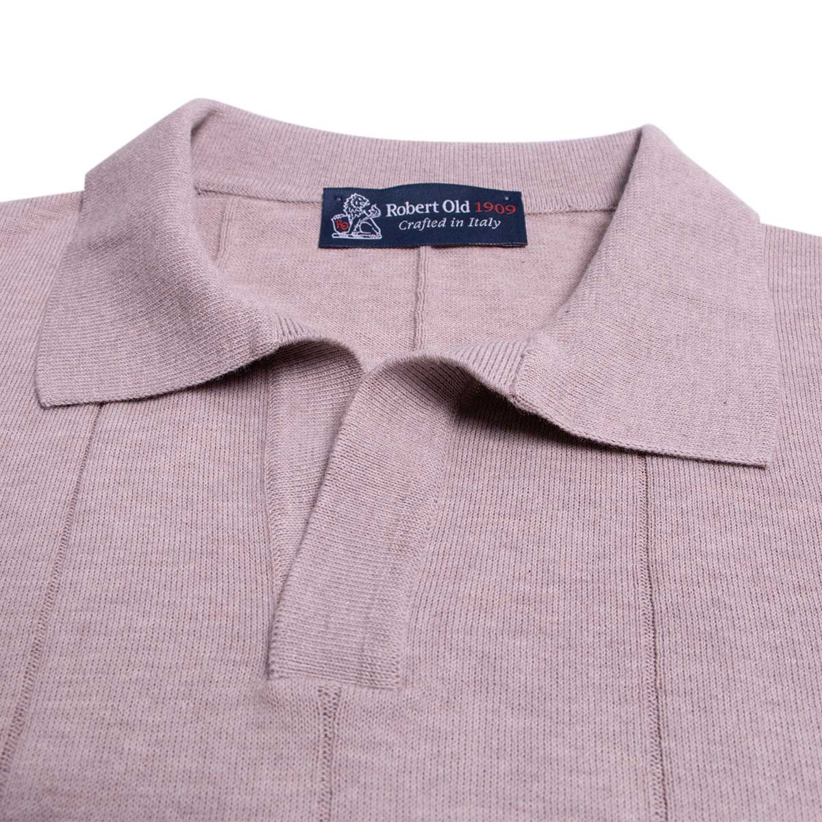 Natural Cotton Knitted Polo Shirt S/S POLOS Robert Old