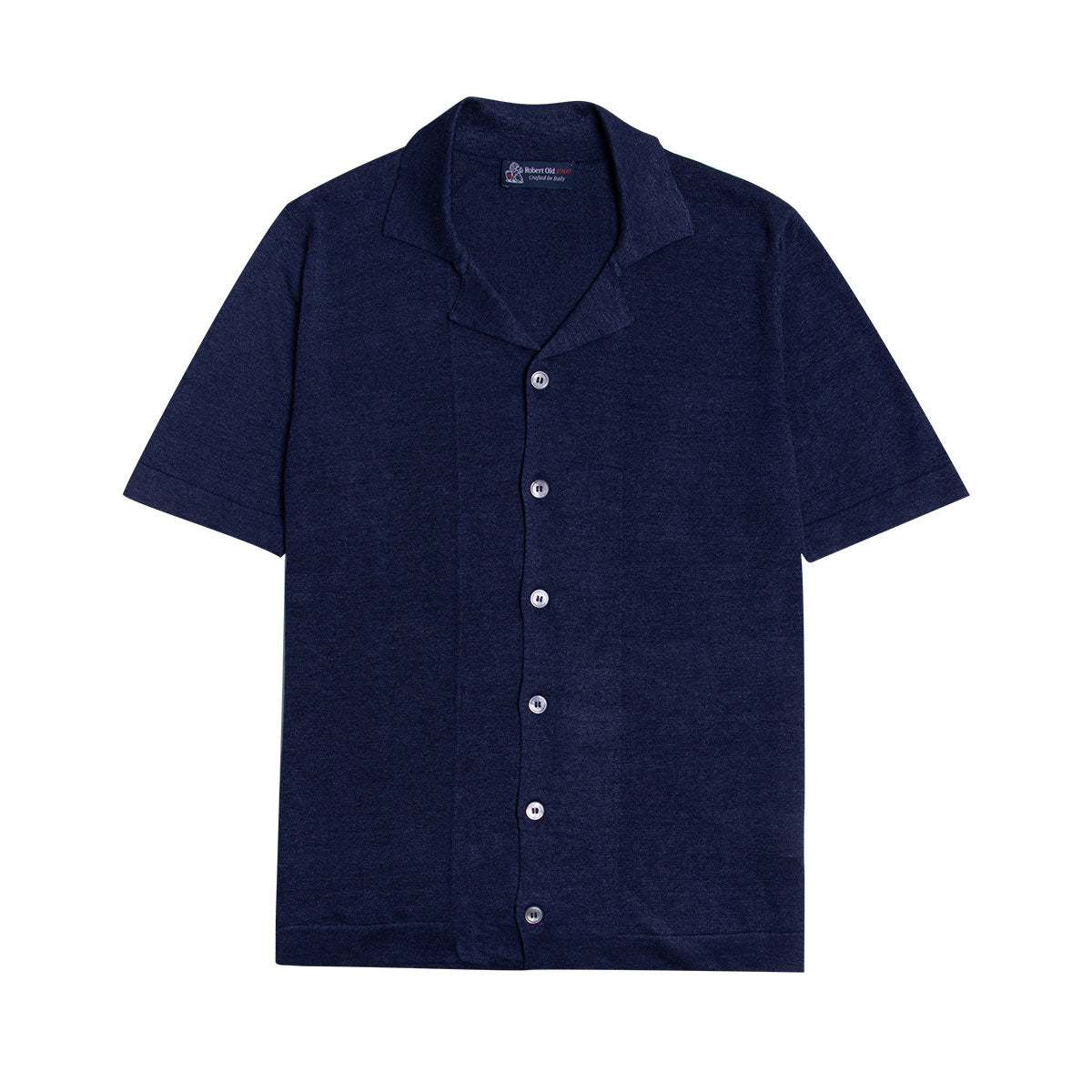 Robert Old - Navy Cotton & Linen Polo Shirt S/S POLOS Robert Old