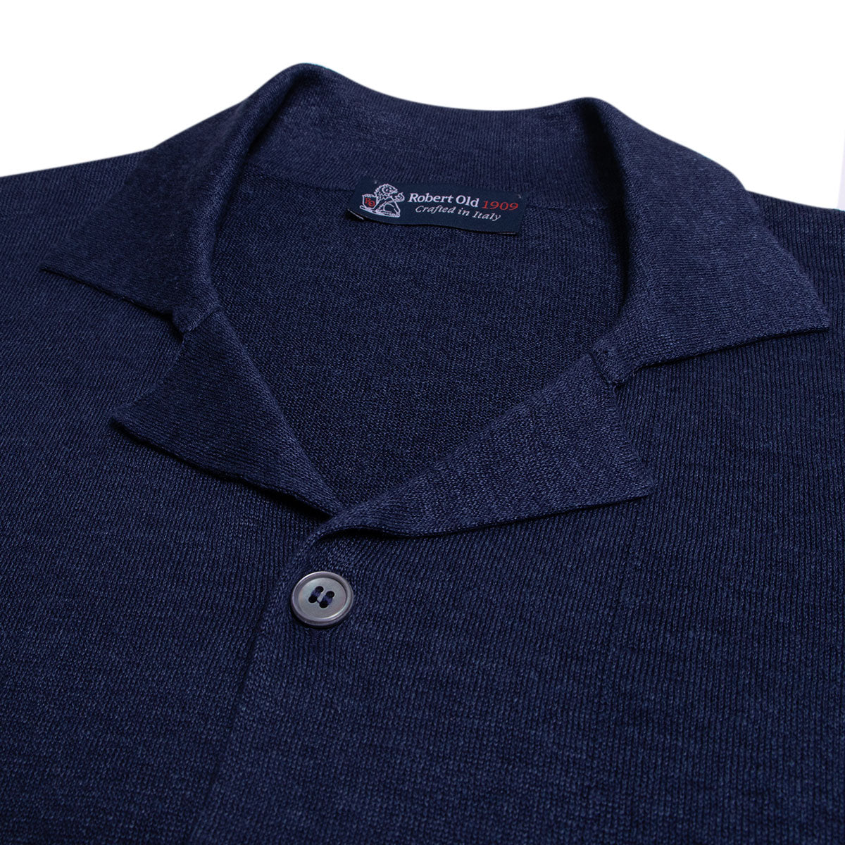 Robert Old - Navy Cotton & Linen Polo Shirt S/S POLOS Robert Old