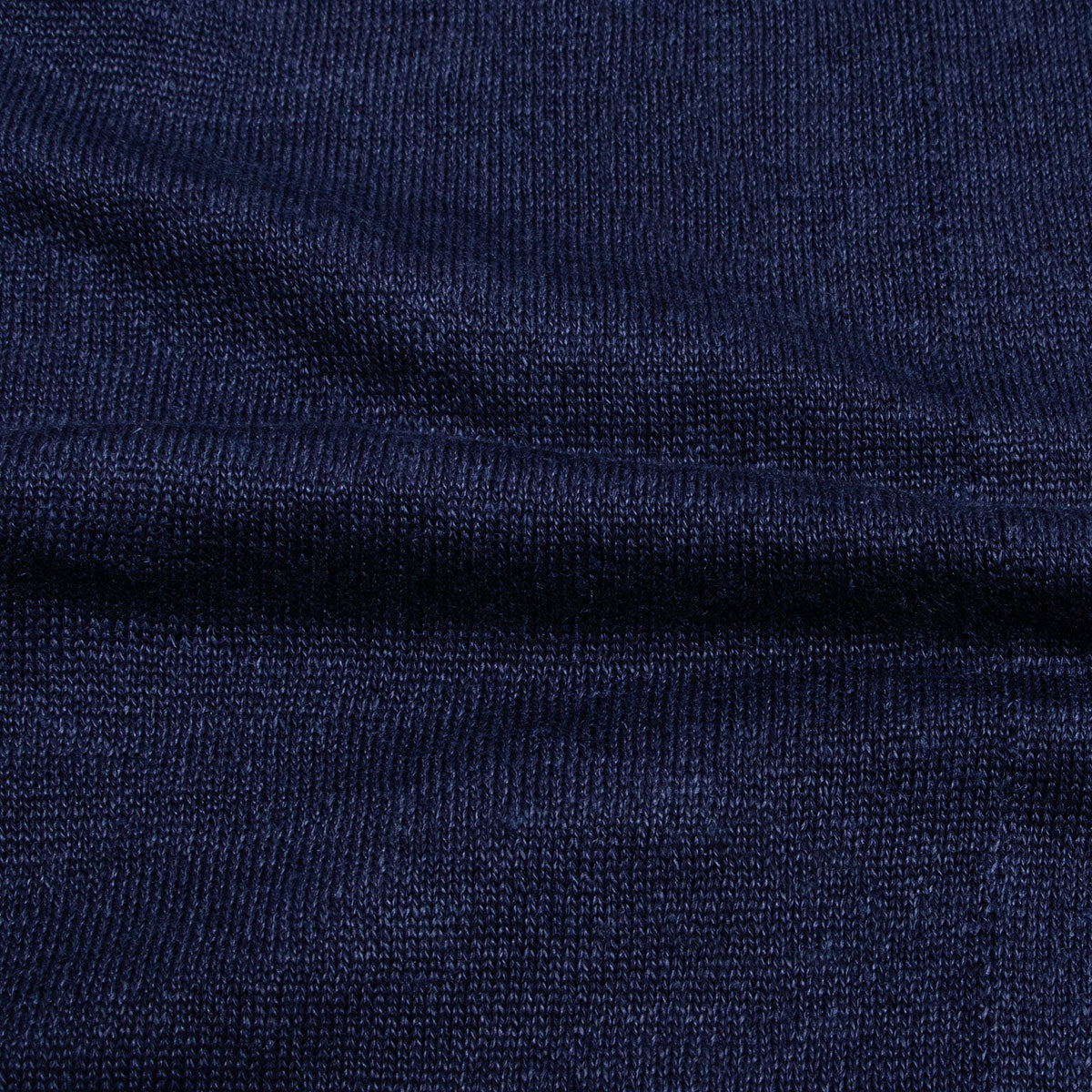 Robert Old - Navy Cotton &amp; Linen Polo Shirt S/S POLOS Robert Old