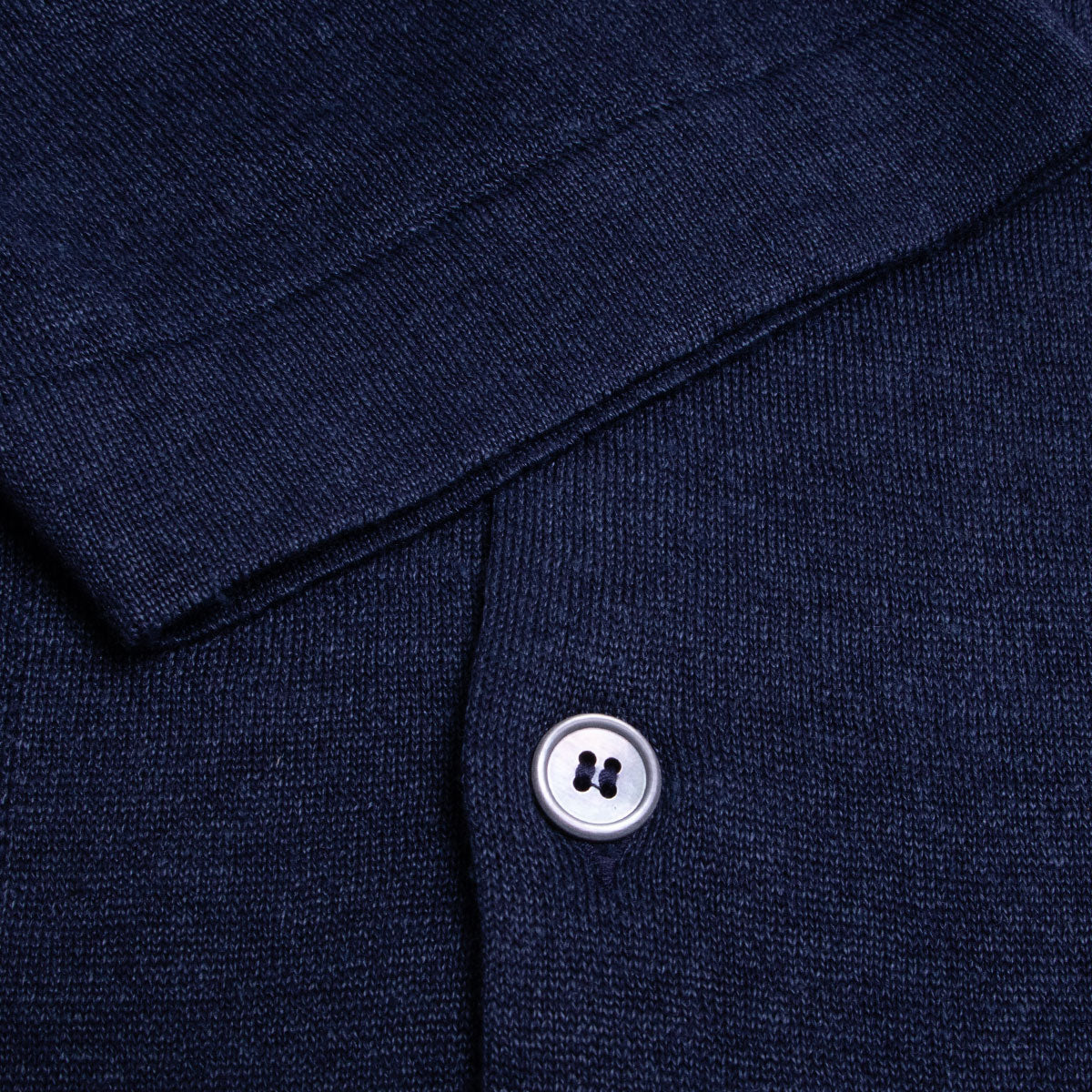 Robert Old - Navy Cotton &amp; Linen Polo Shirt S/S POLOS Robert Old