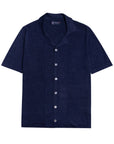 Robert Old - Navy Cotton & Linen Polo Shirt S/S POLOS Robert Old