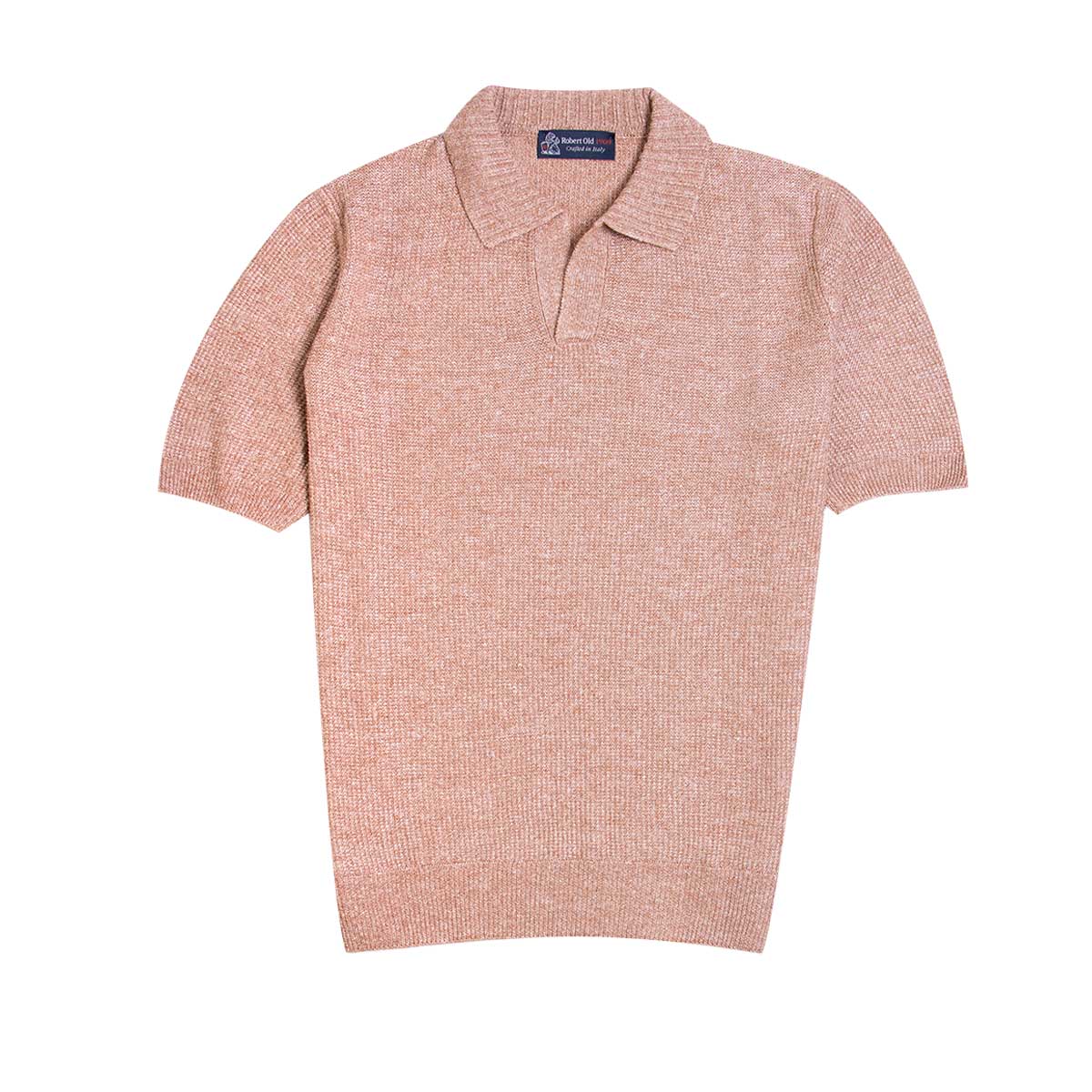 Tan Pure Cotton Knitted Polo Shirt S/S POLOS Robert Old   